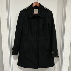 Esprit Women's Military Wool Blend Overcoat, Black, Size Large